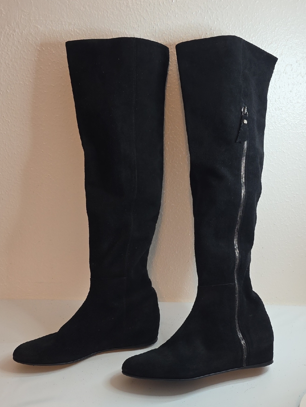 STUART WEITZMAN LEATHER SUEDE OVER THE KNEE TALL BLACK BOOTS LADIES 8.5